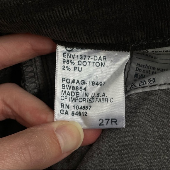 AG ADRIANO GOLDSCHMIED THE STEVIE ANKLE SLIM STRAIGHT LEG BLACK VELVET JEANS 27R - Picture 6 of 12